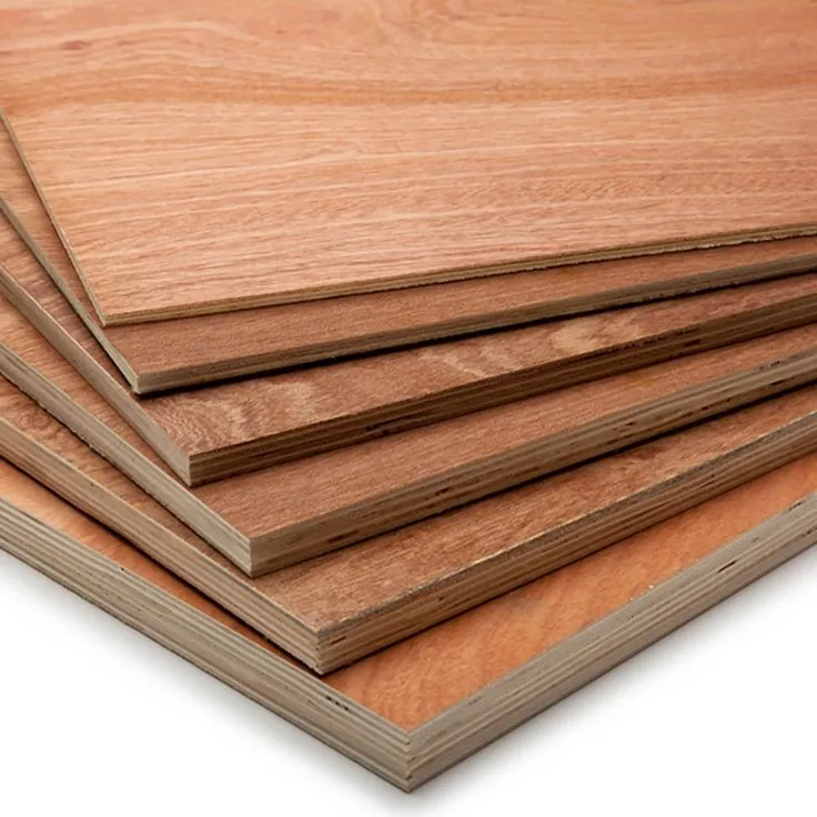 Stack of hardwood plywood sheets with a natural wood veneer