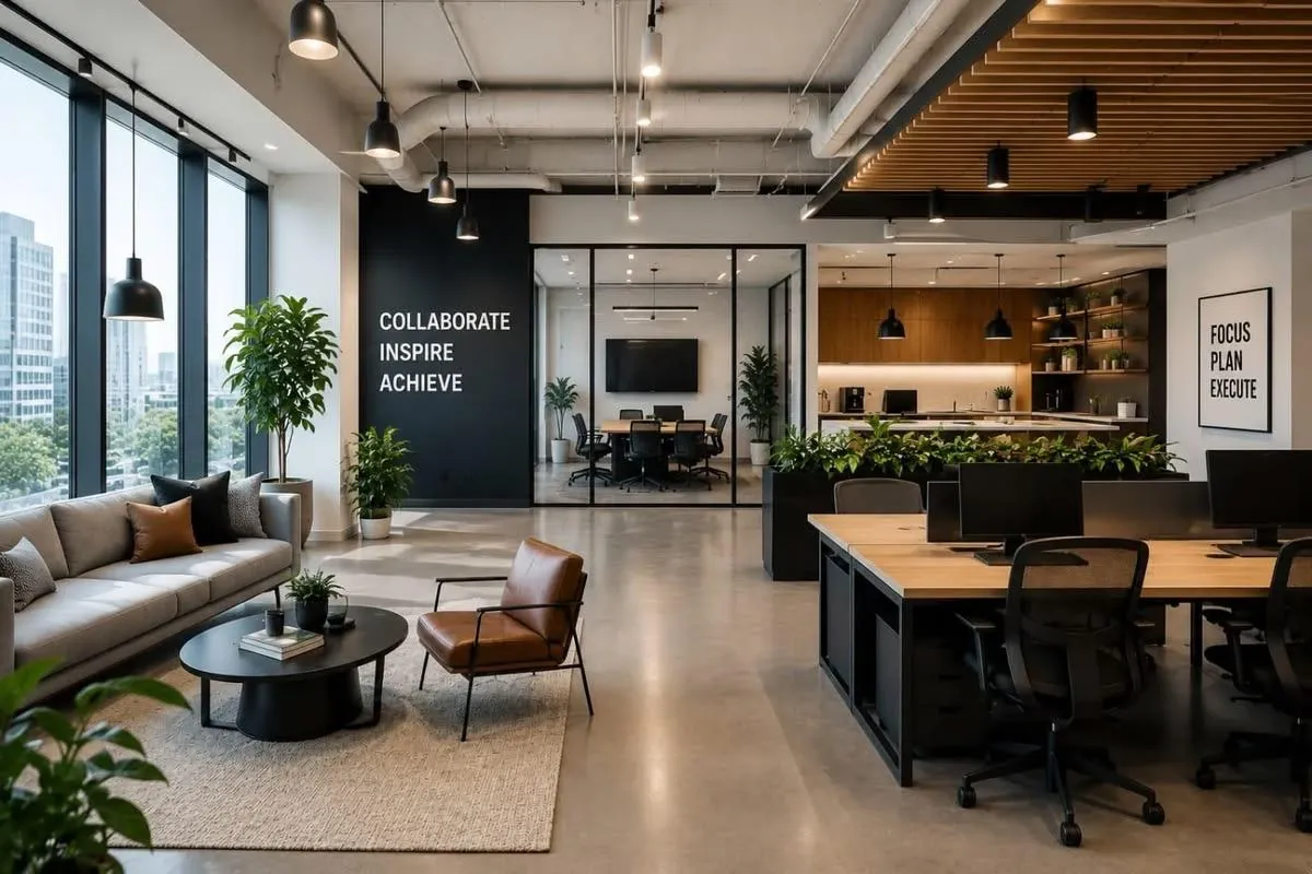 Contemporary office interior with open workspace
